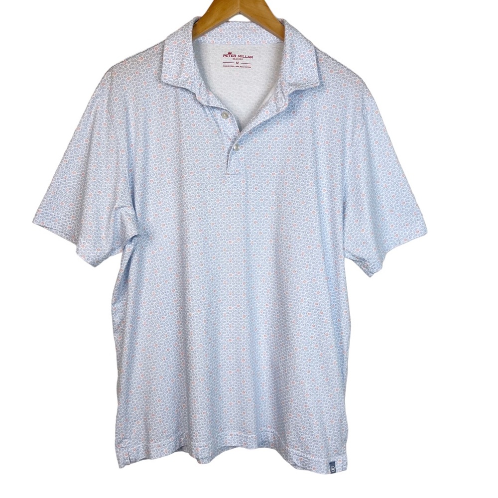 Peter Millar Seaside Pima Cotton Golf Shirt Shell Print Size Medium